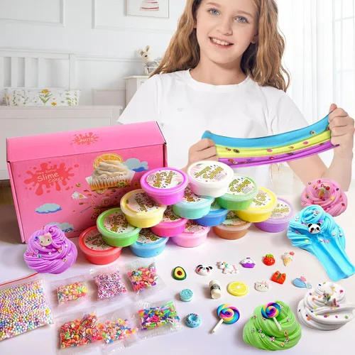 Vista 6 de Paquete de 14 kits de slime de mantequilla, suave y antiadherente, regalos de cumpleaños para niñas y niños, recuerdos de fiesta de Pascua