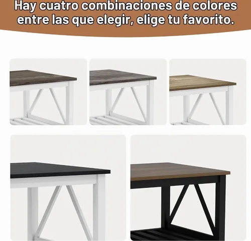 Vista 6 de Mesa de centro con almacenamiento, pequeña mesa de centro blanca de granja Negro