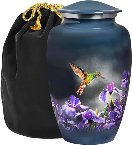 Vista 8 de Trupoint Memorials Urnas de Cremación para Cenizas Humanas de Adultos Mujeres, Urna Funeraria Decorativa para Hombres y Mujeres – Grande, Colibrí