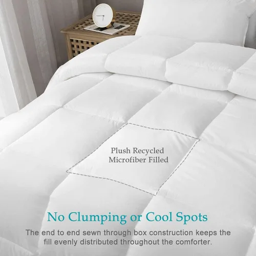 Vista 4 de Edredón alternativo de plumón, edredón blanco tamaño individual, funda de algodón Lightweight Cooling Summer Bedding,Machine Washable,Ultra-soft