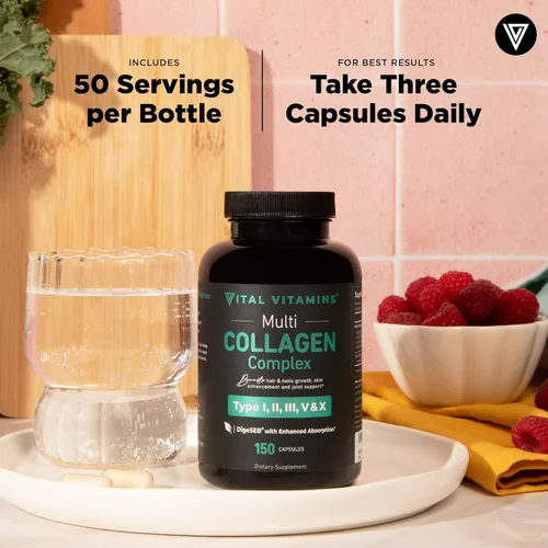 Vista 7 de Vital Vitamins Multi-colágeno 150 ct + cápsulas de ácido hialurónico 60