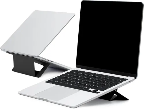 Vista 8 de MOFT Soporte para computadora portátil para escritorio, soporte de computadora adhesivo con doble ángulo, soporte elevador ergonómico
