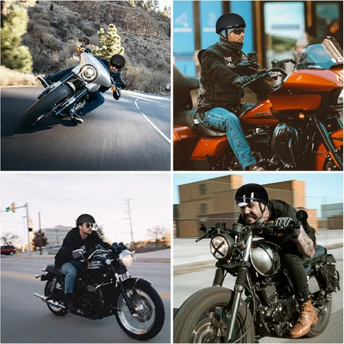 Vista 5 de ILM - Casco de motocicleta con protector solar, correa de liberación rápida, media cara, apto para crucero, scooter, DOT aprobado 883V