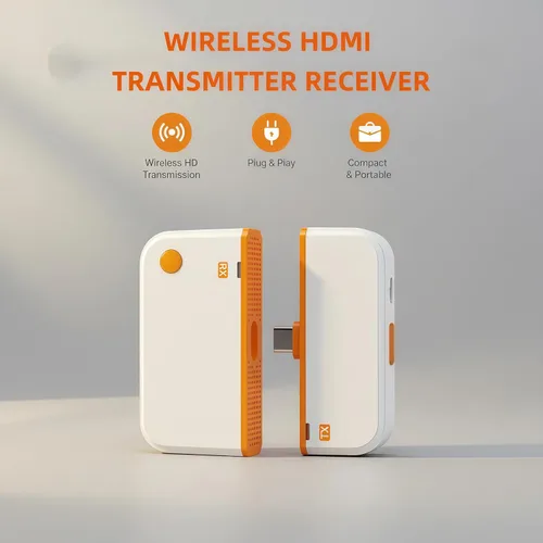 Vista 2 de Receptor transmisor HDMI inalámbrico, salida Plug & Play 1080P, extensor HDMI inalámbrico, 5G+2.4G y audio para teléfono/tableta/computadora