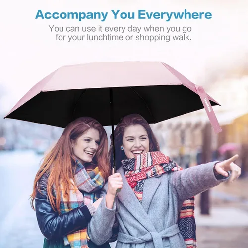 Vista 6 de TradMall - Miniparaguas de viaje, portátil, ligero, compacto, con 95% de protección UV para sol y lluvia