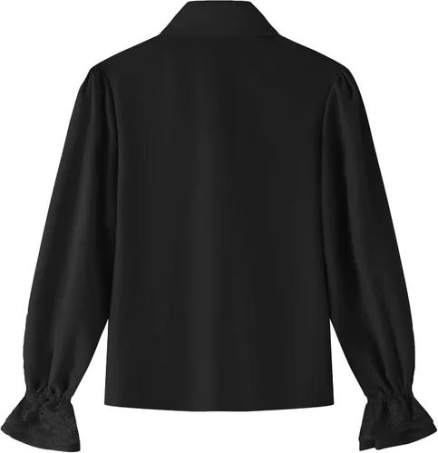 Vista 2 de Eymitory Camisa medieval de pirata para niños, camisa renacentista con volantes, jacobita escocés, Ghillie, tops para niños, disfraz gótico