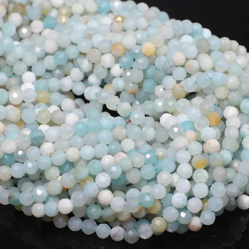 Vista 32 de 180 piezas 2mm Cuentas de piedras preciosas de turquesa africana natural facetada redonda suelta para hacer joyas