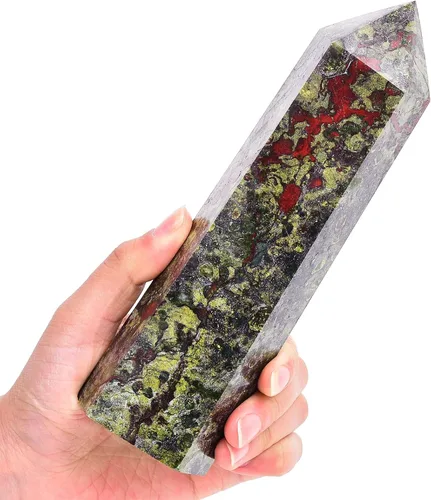 Vista 38 de AMOYSTONE Obelisco de Piedra de Sangre Africana Varita de Cristal Curativo Grande Torre Columna Facetada de 6 Lados Reiki Chakra Meditación Terapia