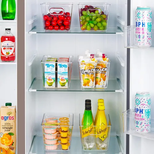 Vista 4 de Vtopmart - 2 unidades de contenedores de plástico transparente con asas para organizar y almacenar artículos y alimentos, ideales para cocina