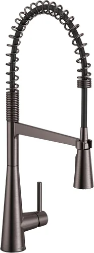 Vista 13 de Moen Grifo de Cocina Desplegable Elegante Negro de Acero Inoxidable de Una Sola Manija Sin Contacto de Arco Alto, Grifo Moderno de Fregadero