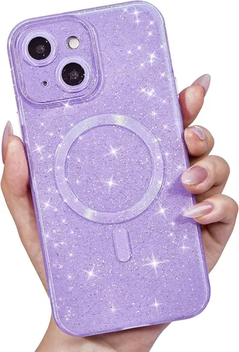 Vista 10 de LoeoeL Funda para iPhone 12 con Purpurina Compatible con Magsafe, Femenina Linda Brillante Magnética Mag Safe Bonita Funda para Teléfono