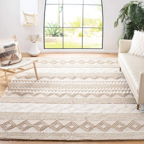 Vista 14 de SAFAVIEH Natura Collection - Alfombra decorativa de 2 x 3 pies, color beige y marfil, hecha a mano de lana tribal marroquí y algodón, ideal