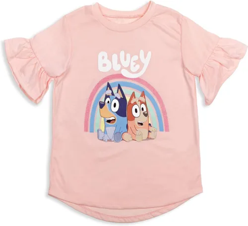 Vista 2 de Bluey Conjunto de 3 piezas de camiseta de bingo para niñas, leggings y coletero