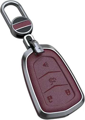 Vista 8 de ontto Funda de cuero de 4 botones compatible con Cadillac Smart Remote Key Shell Metal Key Case para SRX XT4 XT5 XT6 CTS CT6 ATS XTS Accesorios