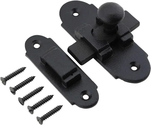 Vista 7 de Renovators Supply Manufacturing Pestillo deslizante negro para puerta, 3.25 x 1.25 pulgadas, de hierro forjado antiguo, pequeños cierres deslizantes