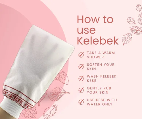 Vista 4 de Kelebek - Juego de 2 guantes exfoliantes prémium Guantes de baño de limpieza profunda para mujeres y hombres Hammam Keesa turco natural