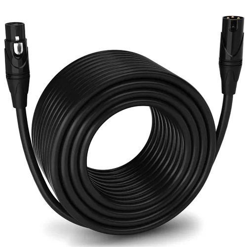Vista 106 de LyxPro Cable de micrófono XLR hembra a macho de ángulo recto de 3 pines de 1.5 pies para altavoces amplificados, interfaz de audio, rendimiento