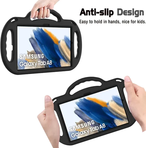 Vista 3 de AVAWO Funda infantil para Samsung Galaxy Tab A8 de 10.5 pulgadas 2021 (SM-X200/X205), con correa, mango soporte ligero a prueba de golpes, negro
