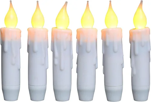 Vista 11 de CVHOMEDECO. Velas cónicas parpadeantes LED, velas sin llama con goteo, operadas por batería con temporizador, blancas, 4-3/4 pulgadas, juego de 2