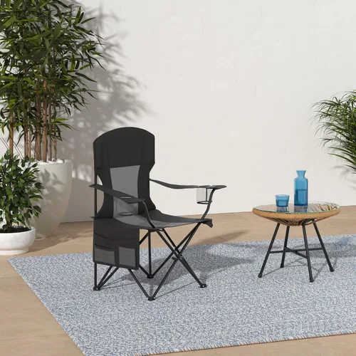 Vista 2 de AsterOutdoor - Silla plegable de campamento acolchada con portavasos grandes, organizador lateral y bolsillo trasero para exteriores, campamento