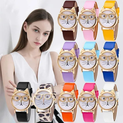Vista 5 de COOKI - Reloj de cuarzo para mujer, analógico, hembra, con estampado de búho, relojes de cuero para mujer, con banda de cuero
