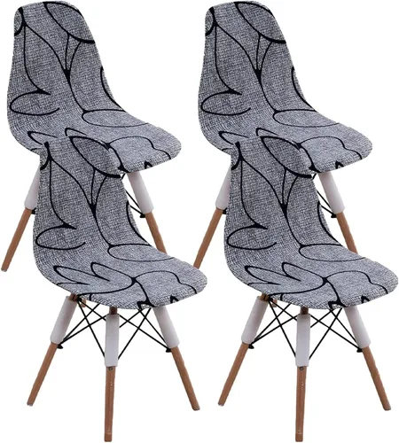 Vista 41 de HAOYONG Fundas para silla de comedor modernas de mediados de siglo, funda estampada para silla sin brazos, fundas elásticas para cocina, oficina