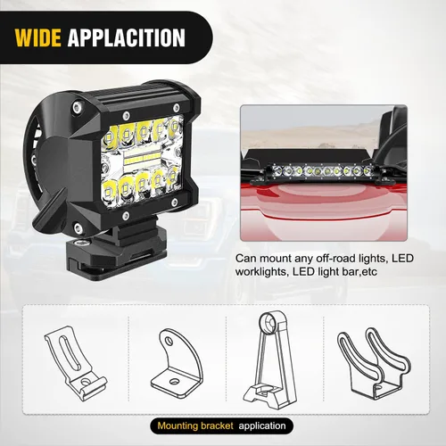 Vista 5 de Nilight Soporte de montaje de barra de luz LED, 2 piezas, capó de pilar ajustable universal, soporte de abrazadera de montaje para lámpara de Negro