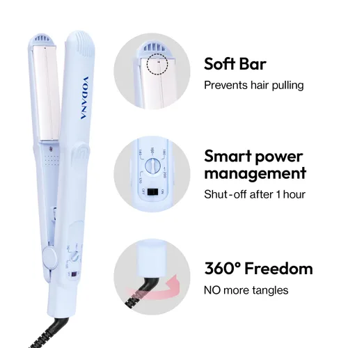 Vista 6 de VODANA Plancha de pelo profesional de cerámica de 1 pulgada, acabado suave y sedoso y control de encrespamiento para todo tipo de cabello, placas