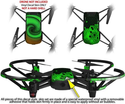 Vista 2 de Skin Wrap 2 Pack para DJI Ryze Tello Drone alecias Swirl 01 verde Drone No Incluidas