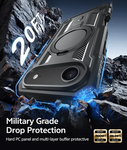 Vista 6 de FNTCASE Funda para iPhone Air Phone Case: Compatible con MagSafe Protector de pantalla integrado Soporte con grado militar a prueba de caídas