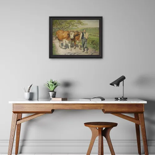 Vista 4 de Lost Cabin The Peasant Farmer by Eugene Burnand Canvas in Black Beveled Frame Fine Artwork Painting Reproduction Framed Wall Art Decor Poster