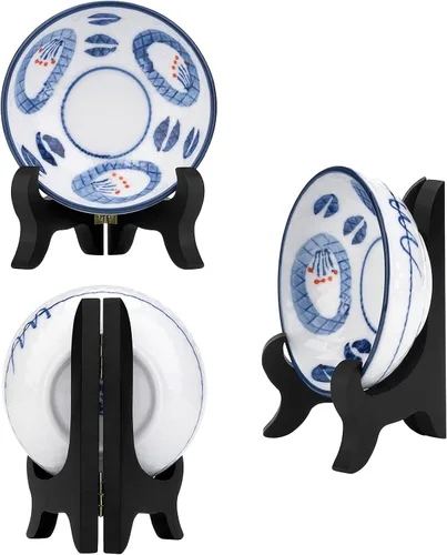 Vista 4 de Paquete de 6 soportes de madera de 4 pulgadas para caballetes (negro)