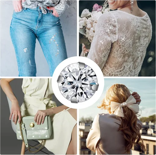 Vista 6 de 280 diamantes de imitación para coser, diamantes de imitación de PAGOW con garra plateada, adornos para vestidos de novia, bolsos, zapatos