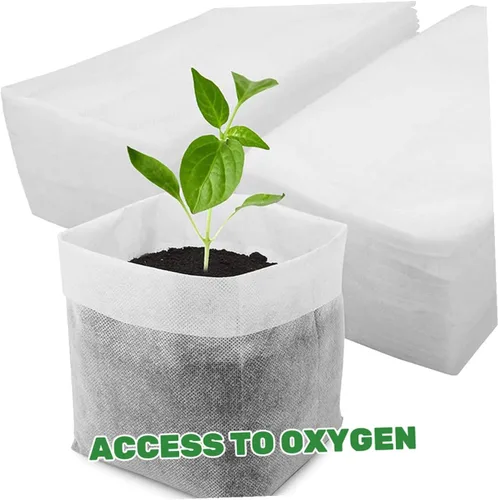 Vista 8 de 100pcs Biodegradable Nursery Growing Bags Non-Woven Fabric Planting Pouches 20x20cm for Seedlings Vegetable Breeding Garden Use
