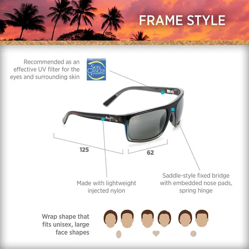 Vista 8 de Maui Jim Mens and Womens Byron Bay Polarized Wrap Sunglasses