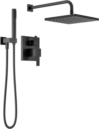Vista 10 de Sistema de Ducha de Lluvia Cuadrado Delta Modern Serie 14, Conjunto de Grifo, Cabezal de Ducha de Lluvia Oro Cepillado y Conjunto de Mango, Kit