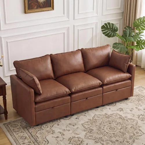 Vista 67 de Otomana cuadrada grande de 27 pulgadas con almacenamiento, reposapiés tapizado moderno con patas antideslizantes para sofá, mesa de café, sala