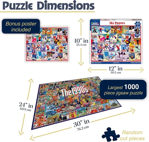 Vista 3 de White Mountain Puzzles - Pósteres de esquí - Rompecabezas de 1000 piezas