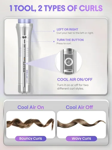 Vista 7 de SHEGLAM One Touch Airflow Styler Pro - Tecnología de aire frío 3.0 con rotación automática para rizos sin espera, rizador, rizos hinchables