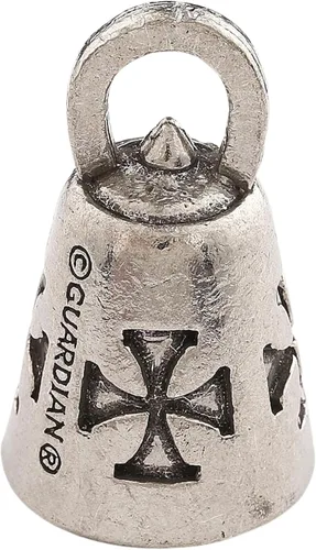 Vista 15 de Guardian Bell Campana religiosa de buena suerte con llavero y bolsa de regalo de terciopelo negro Campana de motocicleta Peltre sin plomo