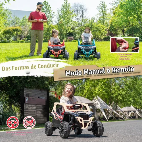 Vista 4 de Kawasaki - UTV de 24 V con licencia para niños de 3 a 6 años, color beige