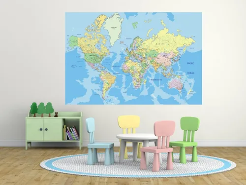 Vista 4 de Mural de pared de mapa del mundo, gran Atlas, fácil de aplicar, simplemente despegar y pegar (20 x 28 pulgadas)