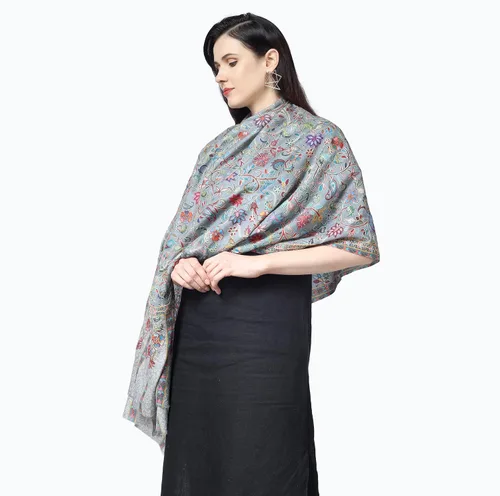 Vista 8 de PASHWRAP Kalamkari Wrap pintado a mano en Cachemira, chal grande de lujo para mujer