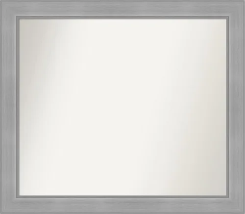 Vista 534 de Amanti Art Espejo de baño plateado para sobre el fregadero, 24 x 24 pulgadas, espejo cuadrado de peltre forjado a medida, marco de madera casual