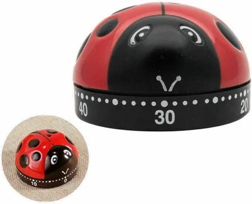 Vista 4 de Temporizador de cocina mecánico de mariquita - Reloj despertador de cocina de 60 minutos con anillo fuerte