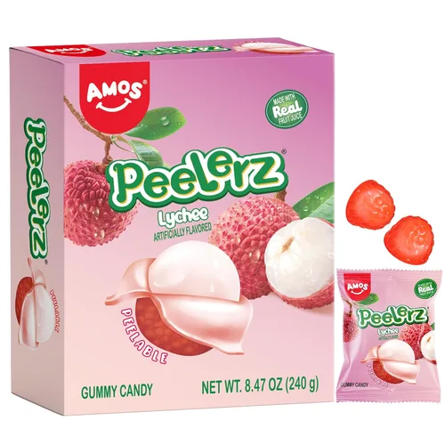 Vista 26 de AMOS Peelerz - Caramelo de goma pelable, mango/lichi/maracuyá/melocotón Paquete de 4 variedades, 3 oz cada uno, total 11.99 oz