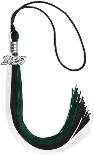 Vista 142 de Endea Graduation Borla de triple color con gota de fecha plateada (negro/dorado/granate, 2020)