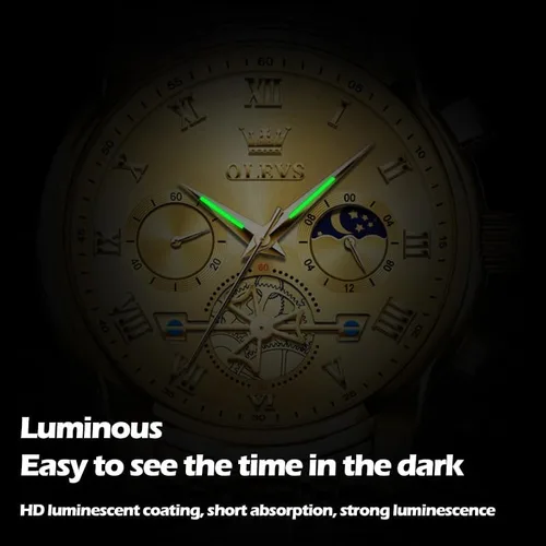 Vista 5 de OLEVS Reloj de pulsera ajustable de acero inoxidable impermeable para hombre, reloj analógico de cuarzo para hombre, moda de negocios, clásico