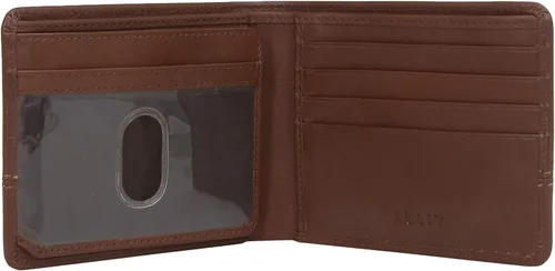 Vista 6 de AULIV - Billetera plegable para hombre 3.1x4.3 in - Protección Rfid, tarjetero con ventana de identificación, billetera de cuero de grano completo