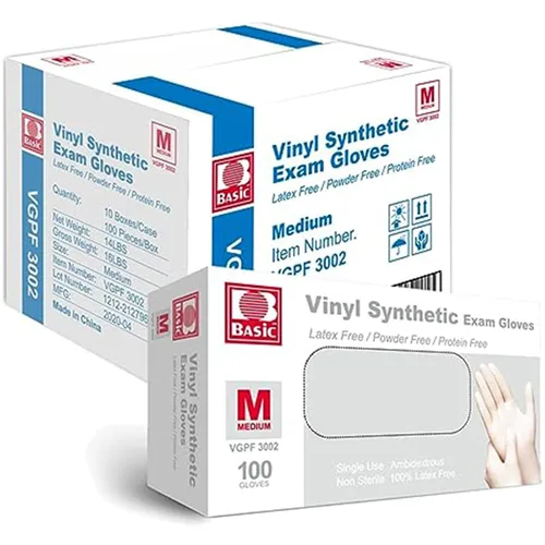 Vista 7 de Jointown Basic Medical - Guantes de examen de vinilo transparente, sin látex y sin polvo, VGPF-3001 (caja de 1000), talla S